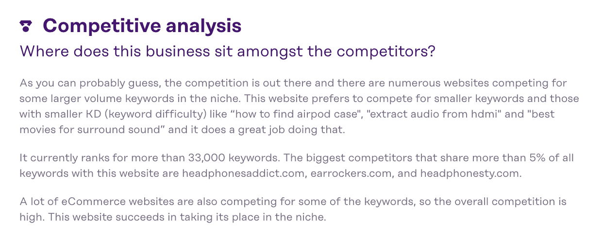 due diligence - competitive analysis