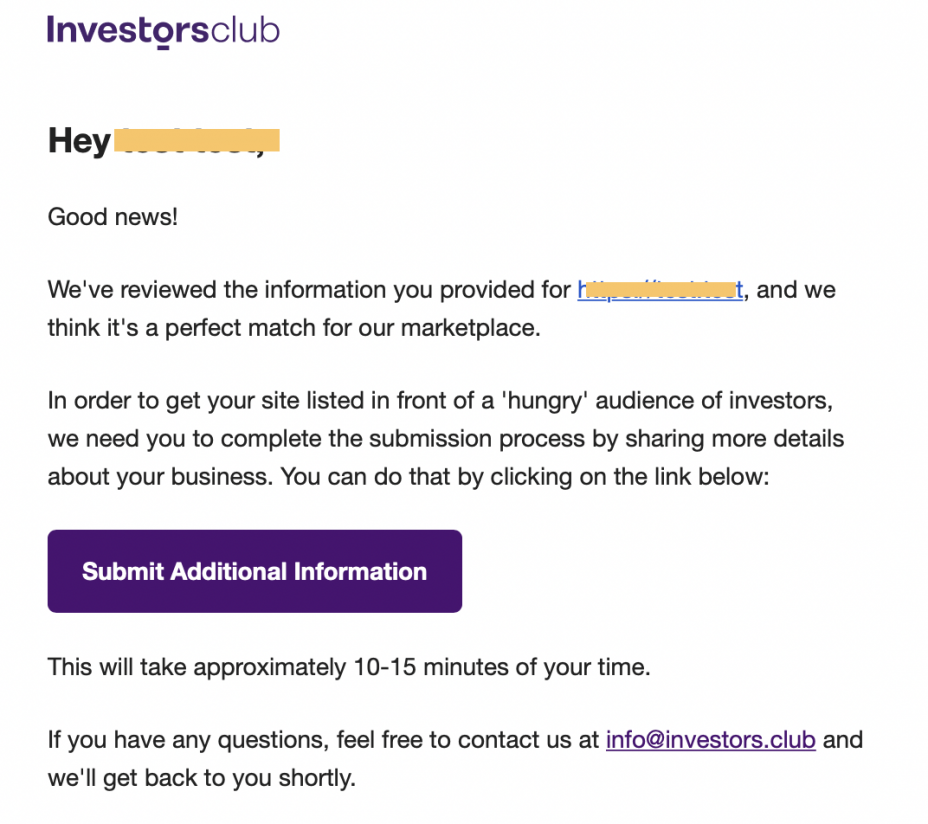 listing process, email for part two
