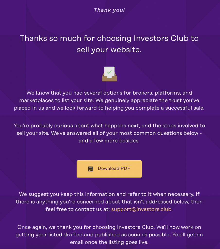listing process, part two, end of submission